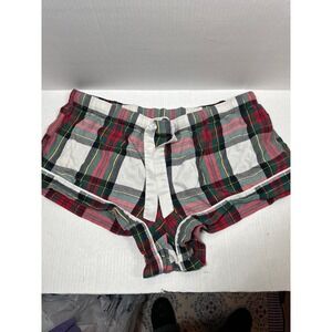 Victoria's Secret Plaid‎ Red Green White Sleep Shorts High Rise Womens Size XL